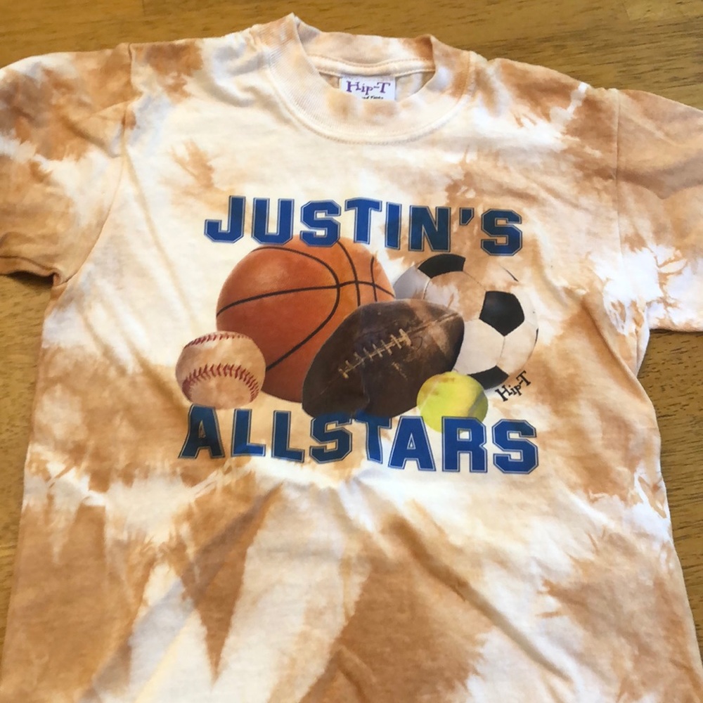 Tie dye shirt with the name Justin